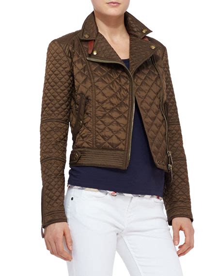 burberry brit quilted moto jacket military khaki|net a porter burberry jacket.